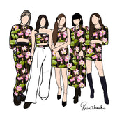 Black Pink Lotus Pichwai Floral Digital Printed Fabric Material